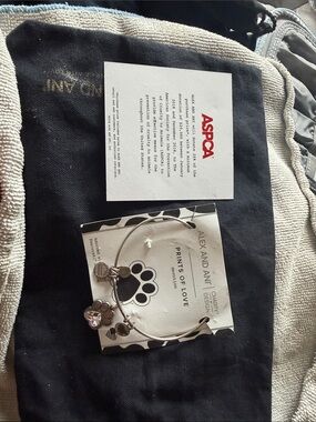 Alex and Ani Silver Paw Print Multi-Charm Bangle with Clear Accent